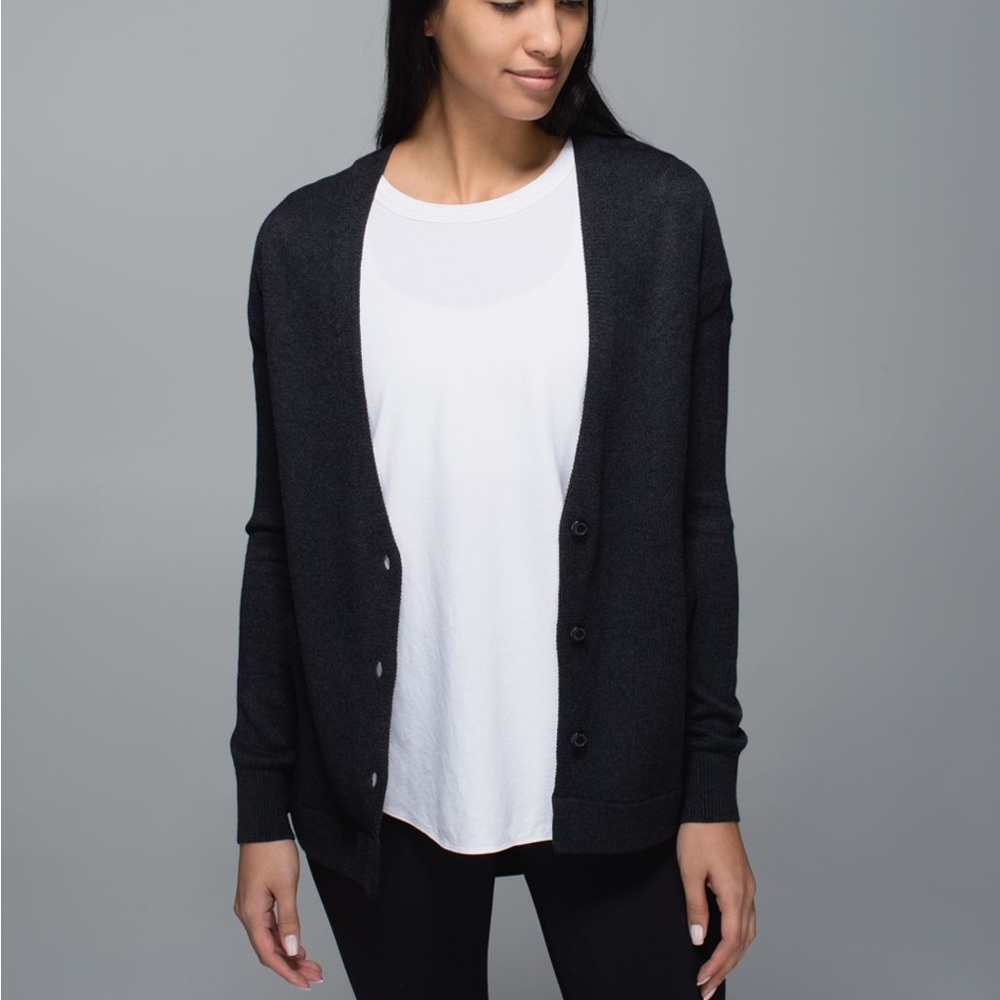 NWT Lululemon Navy Cardi In The Front Cashmere Blend Cardigan Sz 4